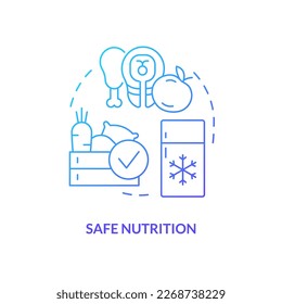 Safe nutrition blue gradient concept icon. Choose right products. Action at home during nuclear accident abstract idea thin line illustration. Isolated outline drawing. Myriad Pro-Bold font used