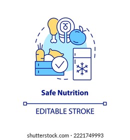 Safe nutrition concept icon. Action at home during nuclear accident abstract idea thin line illustration. Isolated outline drawing. Editable stroke. Arial, Myriad Pro-Bold fonts used