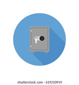 Safe on background vector concept. Security illustration in modern flat style. Color picture for design web site, web banner, printed material. Safe flat icon.