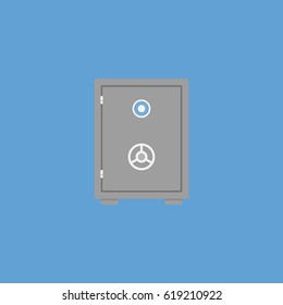 Safe on background vector concept. Security illustration in modern flat style. Color picture for design web site, web banner, printed material. Safe flat icon.