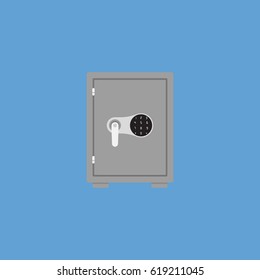 Safe on background vector concept. Security illustration in modern flat style. Color picture for design web site, web banner, printed material. Safe flat icon.