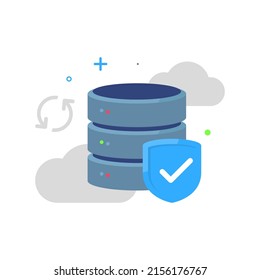 Safe On Cloud Storage, Automatically Back Up Files Periodically Concept Illustration Flat Design Vector Eps10. Modern Graphic Element For Landing Page, Empty State Ui, Infographic, Icon