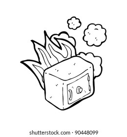 safe on fire cartoon