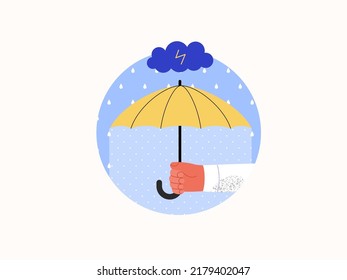 Safe online shopping - Online shopping and electronic commerce series - modern flat vector concept illustration of a hand holding an umbrella. Promotion, discounts, sale and online orders concept