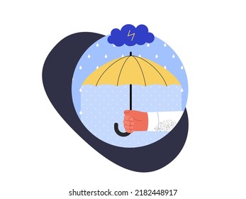 Safe online shopping - Online shopping and electronic commerce series - modern flat vector concept illustration of a hand holding an umbrella. Promotion, discounts, sale and online orders concept