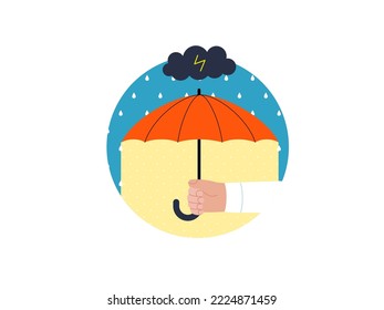 Safe online shopping - Online shopping and electronic commerce series - modern flat vector concept illustration of a hand holding an umbrella. Promotion, discounts, sale and online orders concept