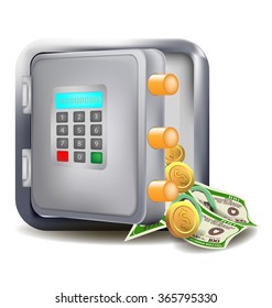 Safe open with more money electronic safe vector design