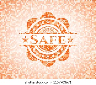 Safe orange mosaic emblem with background