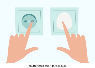 Safe outlet for children. Flat vector illustration.