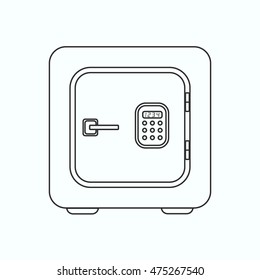 Safe outline icon. Closed safe isolated. Flat vector stock illustration.