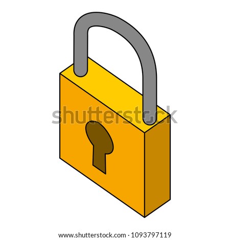 safe padlock isometric icon