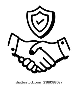 Safe partnership, trust doodle icon design