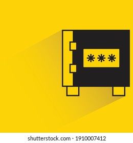 safe and password drop shadow on yellow background