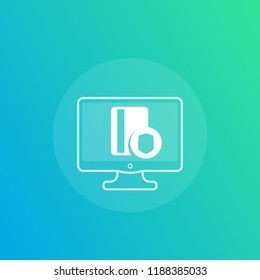 safe payment with credit card, vector icon
