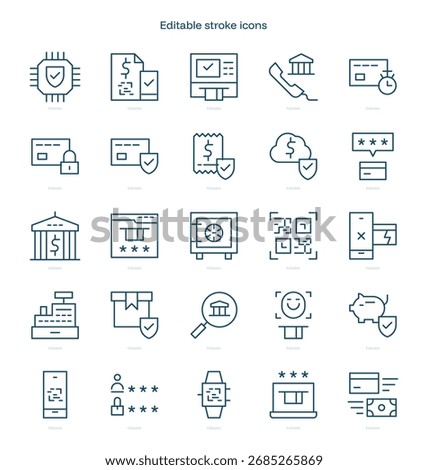 Safe Payment stroke icon. Safe Payment line icon set. editable stroke icon pack