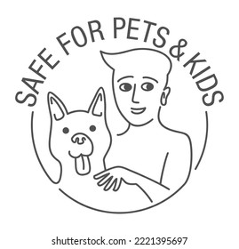 Safe For Pets And Children Thin Line Sticker - Cleaning Supplies And Agents That Friendly For Home Animals And Kids 