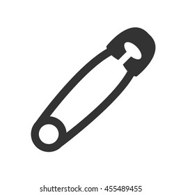 Safe pin icon. Simple flat logo of safe pin on white background. Vector illustration.