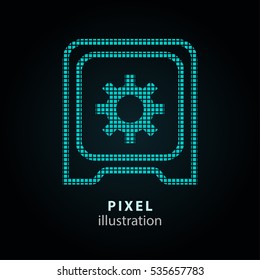 Safe - pixel icon. Vector Illustration. Design logo element. Isolated on black background. It is easy to change to any color.