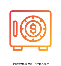 Safe pixel perfect gradient linear vector icon. Cash box. Secure container for storing money. Storage space. Thin line color symbol. Modern style pictogram. Vector isolated outline drawing