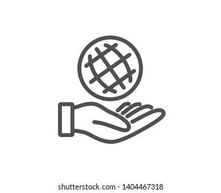 Safe planet line icon. World sign. Ecology symbol. Quality design element. Linear style safe planet icon. Editable stroke. Vector