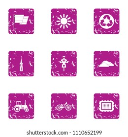 Safe plastic icons set. Grunge set of 9 safe plastic vector icons for web isolated on white background