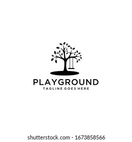 A safe playground for children care and clean service logo design.