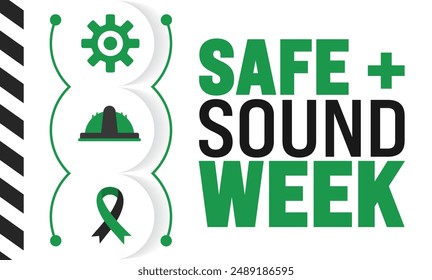 Safe plus Sound Week is observed every year in August. Holiday concept. Template for background, banner, card, poster, placard, design template with unique shapes with standard color.