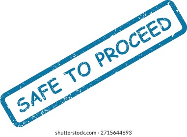 "SEGURO PARA CONTINUAR" em um carimbo azul angustiado, sinalizando permissão, segurança e um caminho claro para a ação.