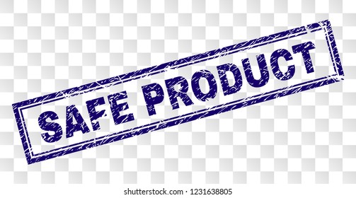 SAFE PRODUCT stamp seal watermark with rubber print style and double framed rectangle shape. Stamp is placed on a transparent background.