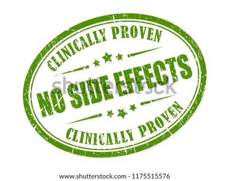 Safe product vector stamp, no side effects.  Vector illustration on white background