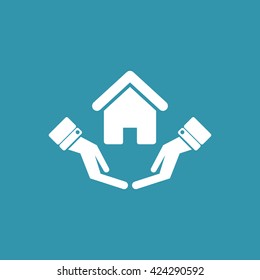 Safe & Protected home in Hand Icon. Eps-10.
