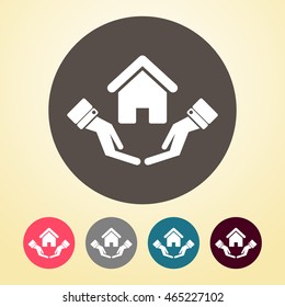 Safe & Protected Home  Icon in round shape.