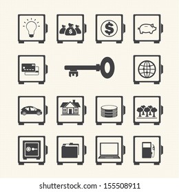 Safe protected icon set. Vector