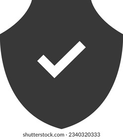 Logo de protección segura - símbolo de marca de protección y marca de verificación negra o marca de graduación. Icono de vector de defensa, seguridad y protección.