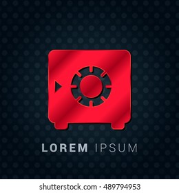 Safe Red chromium precious metallic 3D Icon / Logo Design