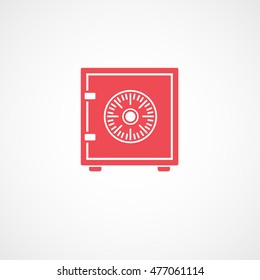 Safe Red Flat Icon On White Background