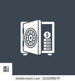 Safe related vector glyph icon. Isolated on black background. Vector illustration.