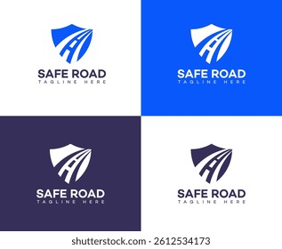 Safe Road Logo Designs Shield, Highway, Travel, Protection