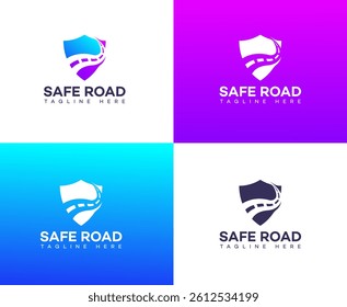 Safe Road Logo Designs Shield, Highway, Travel, Protection