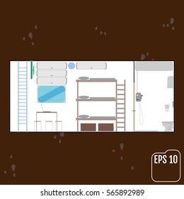 safe room. home bunker. vector illustration