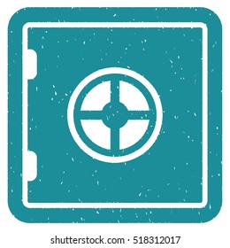 Safe rubber seal stamp watermark. Icon vector symbol with grunge design and corrosion texture. Scratched soft blue ink emblem on a white background.