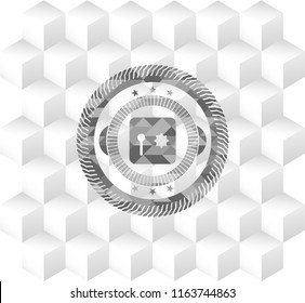 safe, safety deposit box icon inside grey emblem with cube white background
