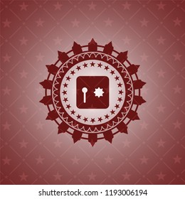 safe, safety deposit box icon inside retro red emblem