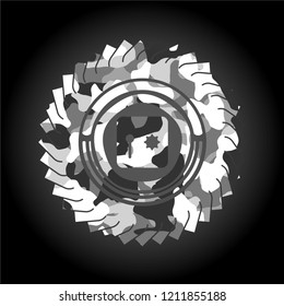 safe, safety deposit box icon inside grey camouflage emblem