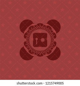 safe, safety deposit box icon inside realistic red emblem