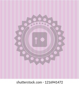 safe, safety deposit box icon inside realistic pink emblem