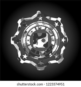safe, safety deposit box icon on grey camouflaged pattern