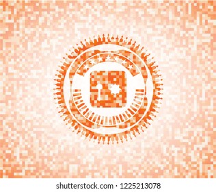 safe, safety deposit box icon inside orange mosaic emblem with background