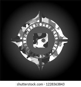 safe, safety deposit box icon inside grey camouflaged emblem