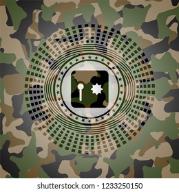 safe, safety deposit box icon inside camouflage texture